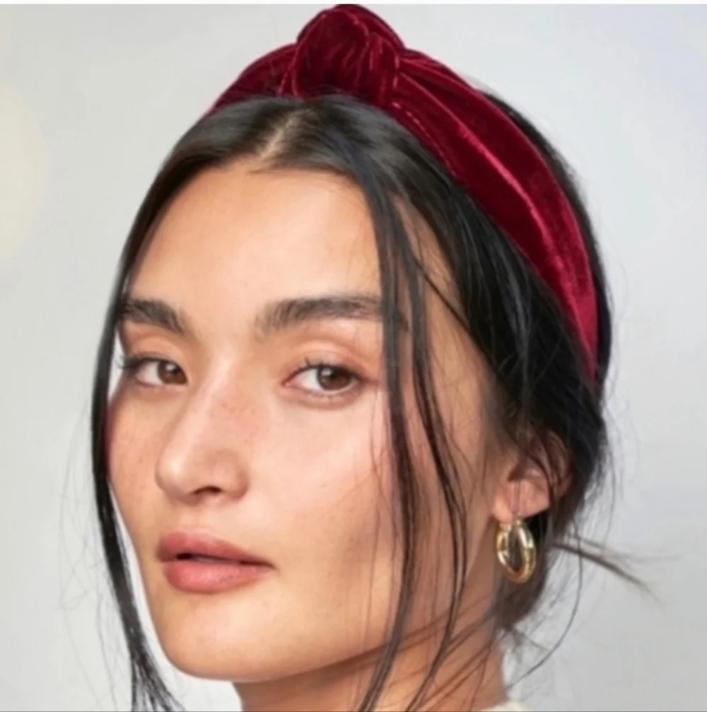 LELE SADOUGHI MAROON OXBLOOD VELVET HEADBAND TOP KNOT HAIR ACCESSORY WOMEN OS